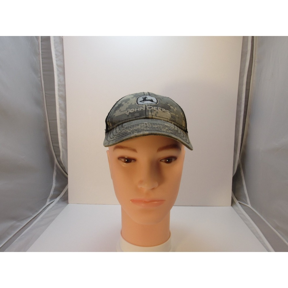 John Deere Hat‎ Men's Adjustable Digital Camo Black Mesh Snapback Trucker Cap